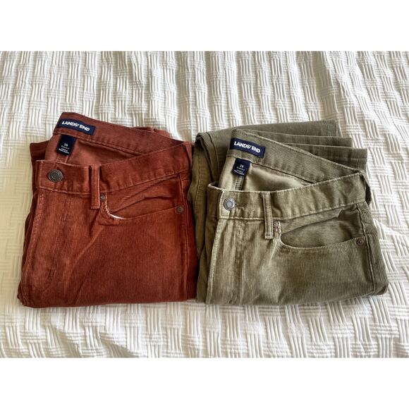 Lands' End Other - Lot of 2 Mens Lands End Slim Fit Corduroy Pants Size 28 Fall Olive Burnt Orange